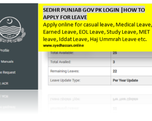 SEDHR Punjab Gov Pk | How to Apply for Leave