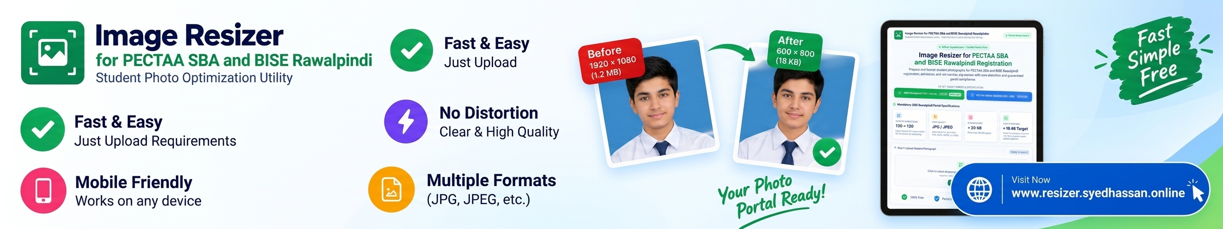 Image Resizer for PECTAA SBA and BISE Rawalpindi Registration